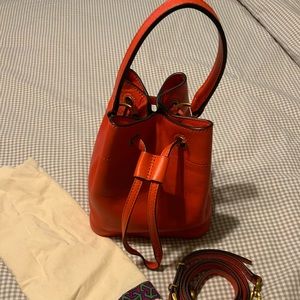 Torey Burch Red/Orange Leather Bucket Bag